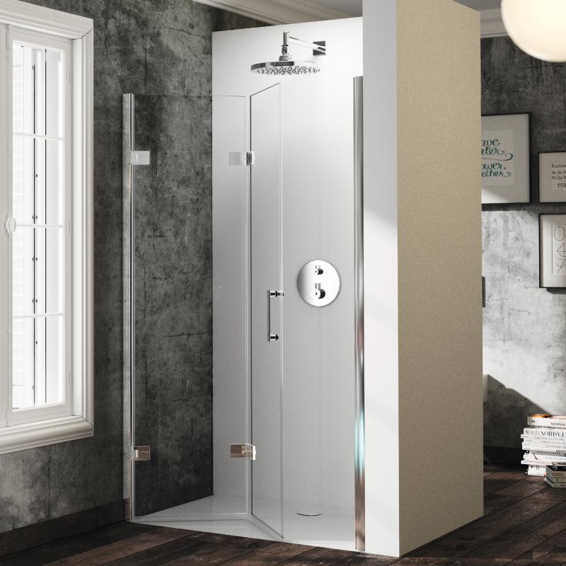 dušas durvis Solva pure, 500-1250 mm, h=1200-2000, hroms/caurspīdīgs stikls AP